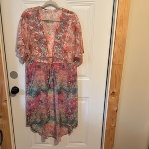 Soft Surroundings multicolor topper (corals, turquoise)